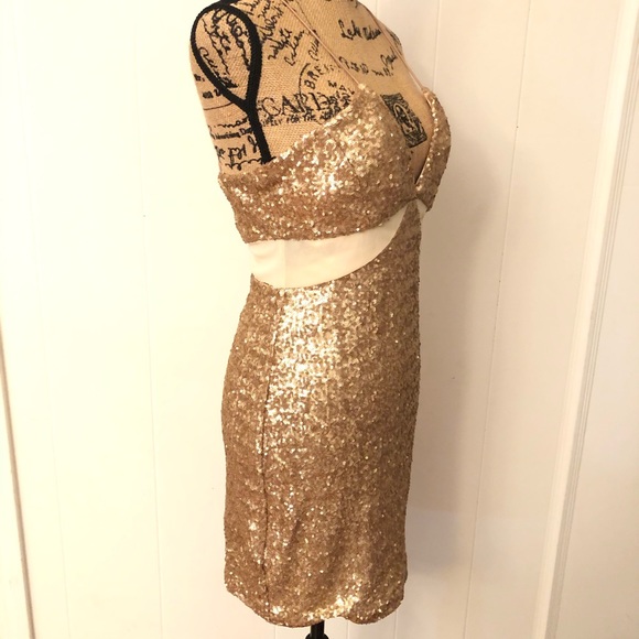 Gold Sequin Strap Dress - Picture 3 of 8